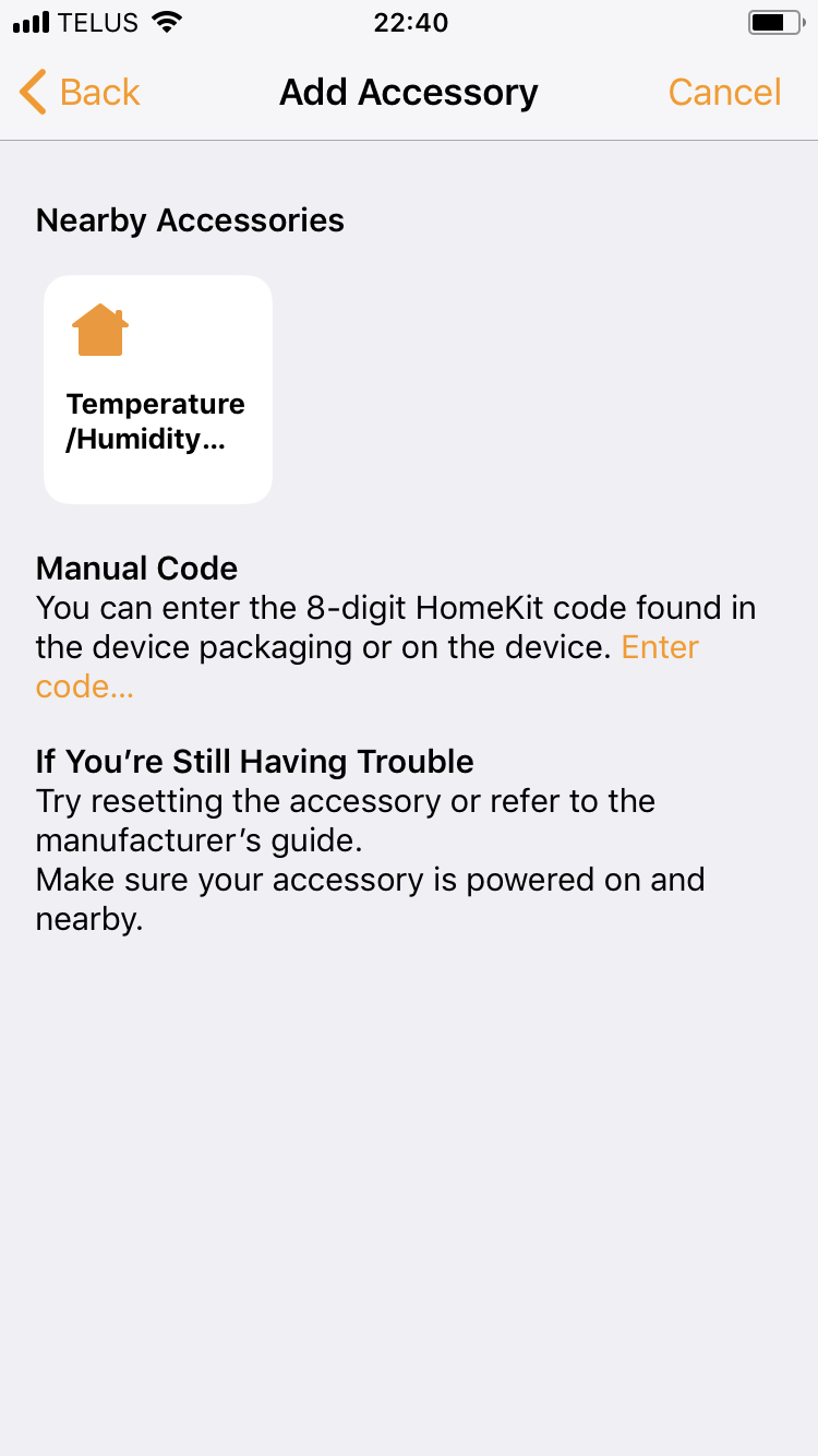 HomeKit pairing step 2